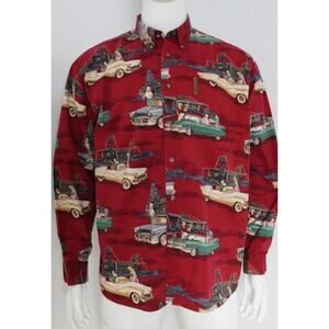 Vintage Northern River Men's Extra L Button Up Long Sleeve‎ Santa Fifty's Cars